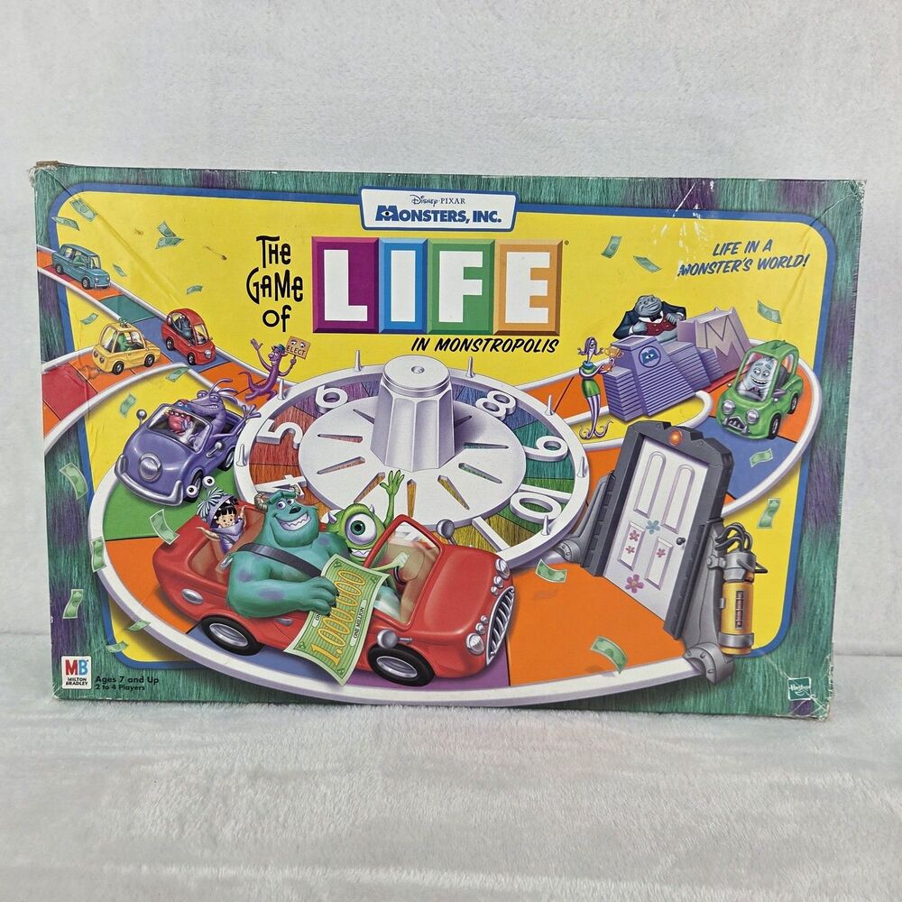 The Game of Life‎ Monsters Inc Complete Milton Bradley 2001 Disney Pixar Family